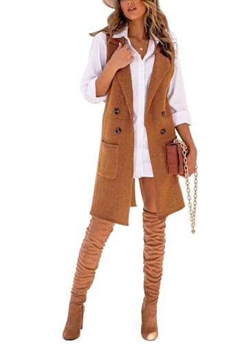 Image of IDEALSANXUN Womens Long Sweater Vest Fall Winter Sleeveless Knit Cardigan Outerwear