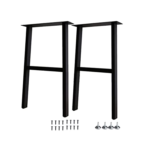 2 patas de mesa de metal negro, patas de escritorio industriales resistentes, patas de piel modernas para mesas de comedor y centro, soportes de metal resistentes y elegantes