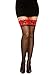Dreamgirl Women's Sheer Thigh-High Stockings with Contrast Lace and Bow