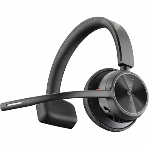 Image of Poly - Voyager 4310 UC Wireless Headset (Plantronics) - Single-Ear Headset- Connect to PC /Mac via USB-A Bluetooth Adapter, Cell Phone via Bluetooth - Works with Teams (Certified), Zoom & More, Black