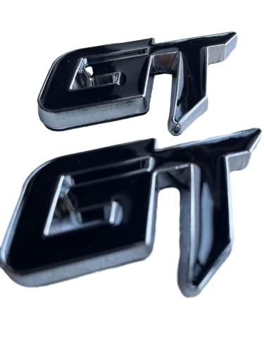 Image of 2 PCS Metal GT Car Emblem Sticker Badge for Vehicle Truck Front Fenders Bumper Side Window Trunk Boot Tailgatel (Silver Black)