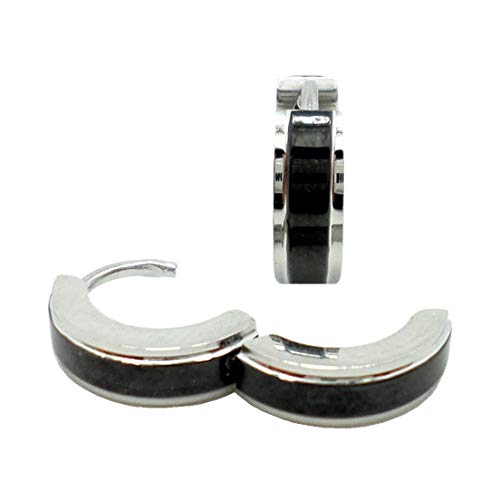 BRINCO MASCULINO ARGOLA PRETO E PRATA 4 mm (PAR)