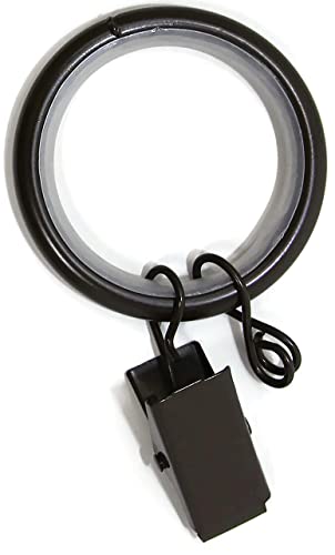 Urbanest 1.25" Quiet Smooth Drapery Curtain Rod Rings For 1" Rod With Clips, Eyelets And Nylon Inserts, 8 Pieces, Oil-Rubbed Bronze #TOP24