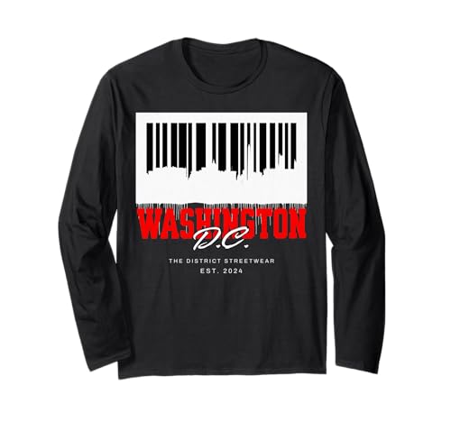 Washington D.C. Codice a barre Skyline Capital Graffiti Streetwear Maglia a Manica