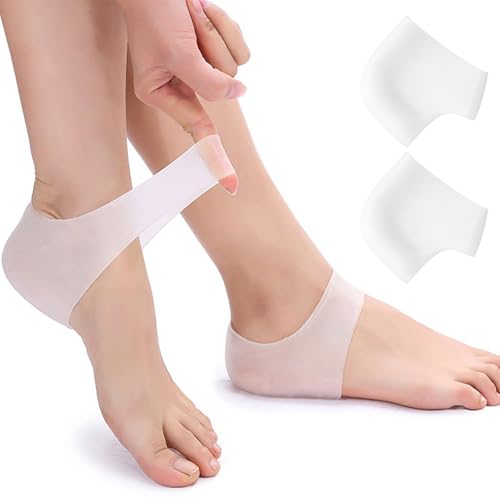 Pinkiou Protege Talon Silicone, Manches de Talon en Silicone, Coussin de Talon de Gel, Protege Talon Chaussure pour la Douleur de Talon, Talons Fendus Secs, Hommes et Femmes (1 Paire)