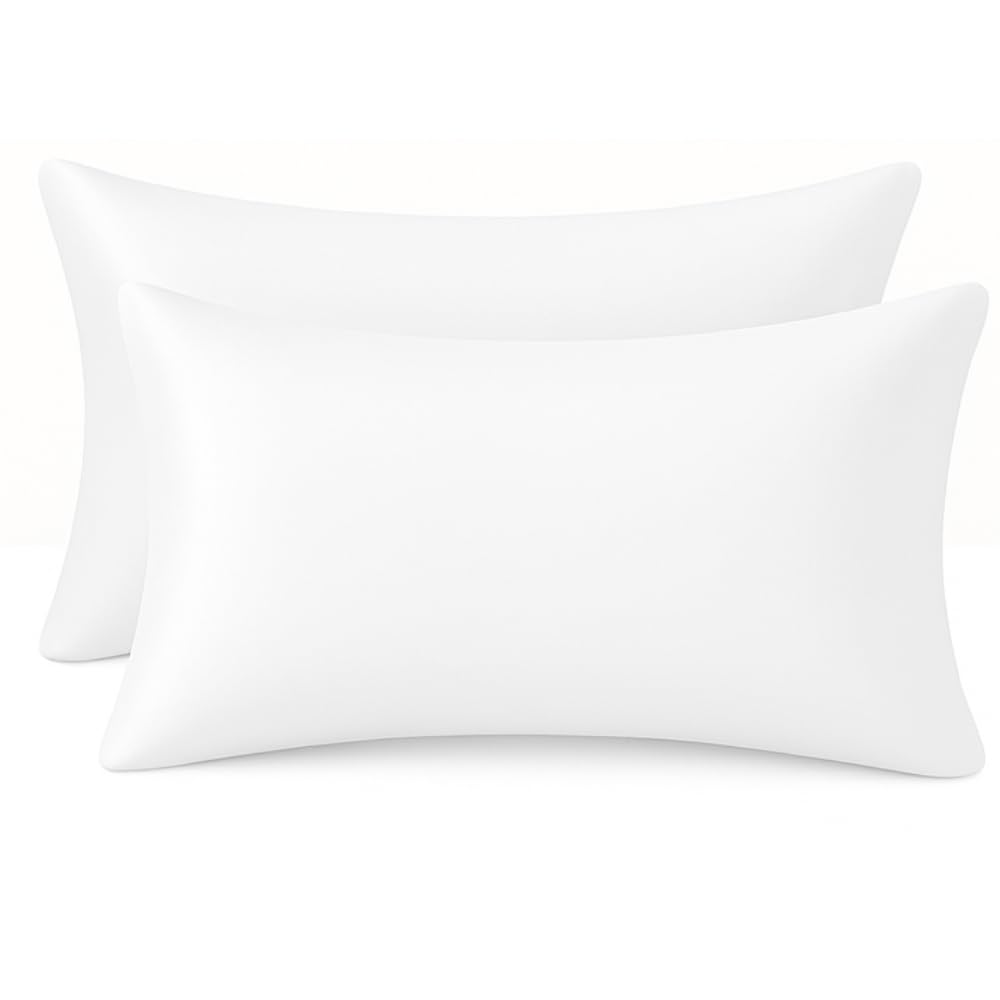 BIANCALUNA | Coppia Federe Letto in Seta di Bamboo CLARA | Anticrespo | Antirughe | Ipoallergeniche | Traspiranti |Eleganti e Morbide | 50x80 cm | Made in Italy (BIANCO)