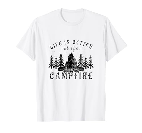 La vita è migliore al Campfire Camping Lover Funny Camping Maglietta