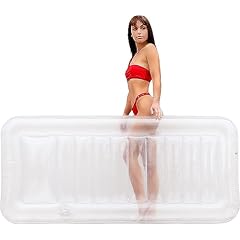 Clear Lounger by LÔTELI - Transparent Inflatable Chaise Pool Float for Adults & Kids - Minimal Aesthetic for Pool Parties, Summer Fun & Ultimate Relaxation - Durable & Easy to Inflate - Cup Holder