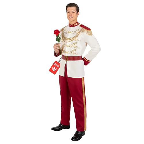 Morph White Prince Costume Men Prince Charming Costume Adult Outfit Men Storybook Halloween Costumes For Mens Royal X-Large