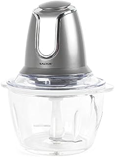 Salter EK3264GUNMETAL Cosmos Electric Glass 1.2L Food Chopper, 500 W, Ideal for Vegetables, Fruits and Nuts, Stainless Steel Blades, Detachable Design, 2 Speed Settings & Turbo Function, Gunmetal