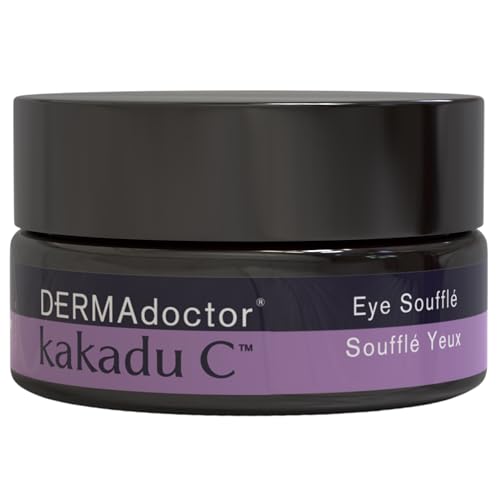 DERMAdoctor Vitamin C Eye Cream with Vitamin E – Caffeine Under Eye Cream for Dark Circles, Puffiness, Bags, Eye Fatigue, Wrinkles & Dehydration, Anti-Aging Eye Moisturizer Soufflé - 0.5 Fl oz