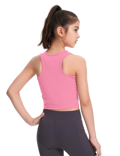 Image of HASMES Girls Athletic Tank Tops Sleeveless Basic Dance Crop Tops for Kids
