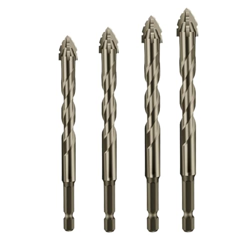 Hooneme New Four-Flute Sawtooth Eccentric Drill Bit, Four-Edged Serrated Eccentric Drill, Multifunction Drill Bit Set, High Hardness Skewed Head Eccentric Drill Bits