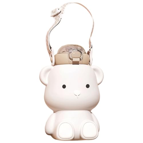 Bouteille d'eau isotherme 450ml inox paille gourde ours enfants filles