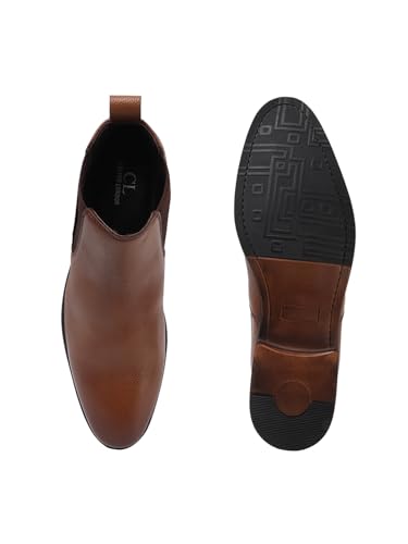 Image of Carlton London Men's Classic Slip-On Ankle Chelsea Leather's Boot with Elastic Gussets