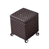 ed Sto imbottito con ruote, 59,9 x 39,9 x 46 cm, poggiapiedi per soggiorno, sedile cubo d'ingresso, pouf in ecopelle con funzione di rotolamento