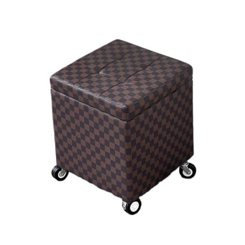 Otomana de almacenamiento de cuero acolchada con diseño Checkered 2