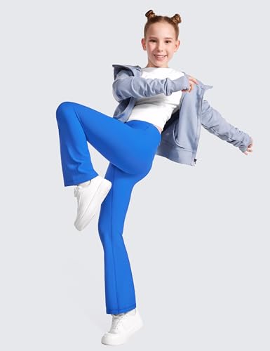 CRZ YOGA Girls Thermal Fleece Lined Flare Leggings Winter Warm Water Resistant Kids Bell Bottoms High Waist Pants Lounge Yoga2