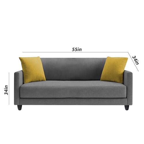 Image of Casaliving Dominic 3 + 2 Seater Sofa Set for Living Room (Dark Grey) Premium Fabric Sofa