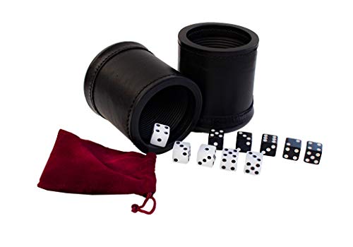 Alex Cramer Company Golden Gate Dice Cup Set Of 2 With 10 Tuxedo Dice, A Drawstring Pouch And A Book Of Dice Games (Includes Liar's Dice) (Dice Shaker Cup Set) #TOP2