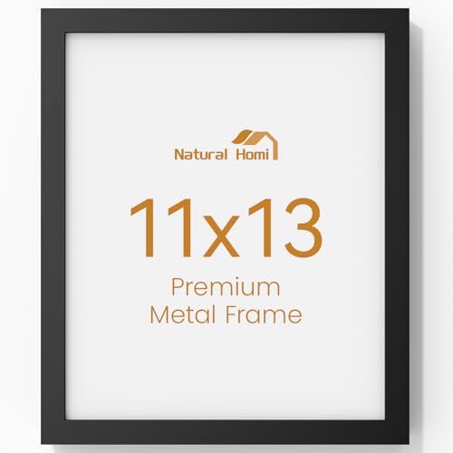 Image of 11x13 Aluminum Metal Picture Frame with Tempered Glass,Black Poster Frame 11 x 13 for Wall Gallery Photo Puzzles Artwork Frames 11 x 13 to Wall Mount Horizontal or Vertical