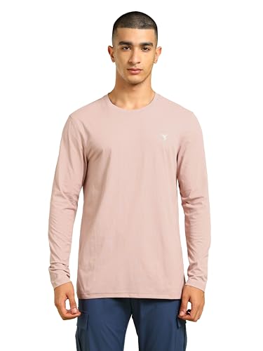 Image of TECHNOSPORT Men's Slim Fit Full Sleeve Crew Neck T-Shirt, COTFLEX Quick Dry Moisture Wicking Stretchable Sports Gym and Casual Wear