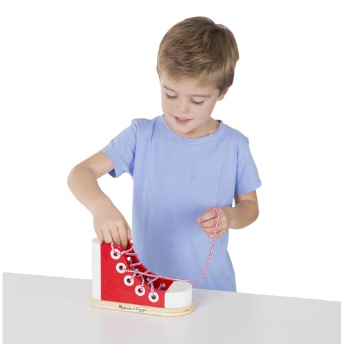 Melissa & Doug Deluxe Wood Lacing Sneaker Skill Building Montessori Toy - image 8