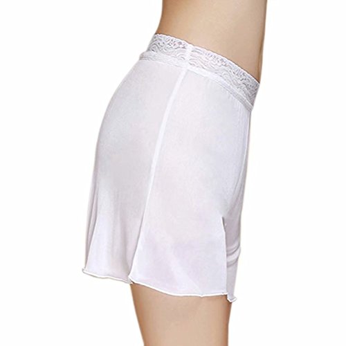 Zylioo Mulberry Silk Knit Pettipants Ultra Thin Stretch Seamless Undershorts Leggings Underwear Safety Pants White US M