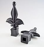 Retrospec Creations 10 Each for 1/2" Black Plastic Finial Tops for Iron Picket Fence Fleur De Lis – #1-60