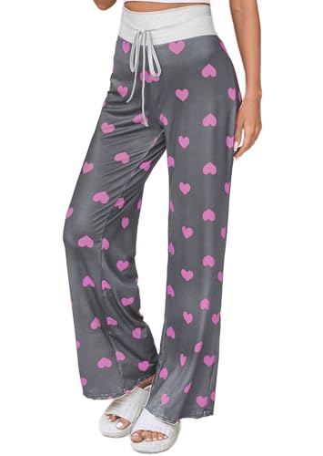 Image of Women Pajama Pants Comfy Lounge Wide Leg Casual Stretch Palazzo Drawstring Pj Bottoms Pants S-3XL