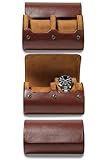 Vidifina Premium Watch Travel Case, Odor-Free PU Leather Watch Roll for 1/2/3 Watches Protective Storage with Gift Box, Ideal for Men's Christmas Gifts & Business Travel (Brown, 2 watches roll)