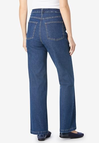 Woman Within Plus Size Womens Plus-Size Stretch Denim Wide-Leg Five-Pocket Jeans2
