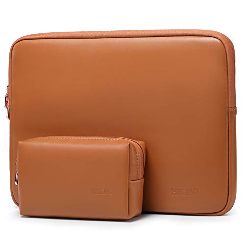 HYZUO 13 Pouces Housse Ordinateur Portable Étui en Cuir d'agneau Compatible avec MacBook Air 13 2018-2020/MacBook Pro 13 2016-2020/iPad Pro 12,9 2020 2018/Dell XPS 13/Surface Pro X 7 6 5 4 3, Marron