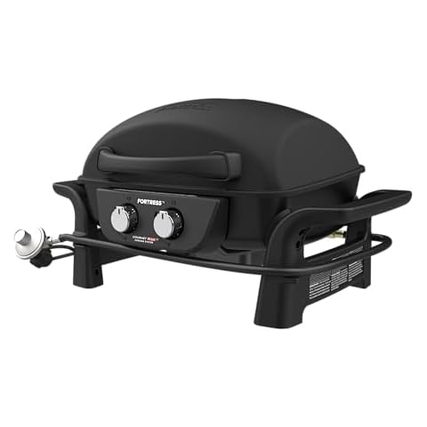 Nexgrill Fortress 2-Burner Cast Aluminum Gas Grill with Gourmet Plus Cooking System, 263 sq. in. Cooking Area, 13,500BTUs, Perfect for Outdoor Grilling, BBQ, Camping, & Tailgating, Black, 820-02005 Cover