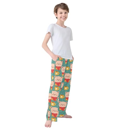 Boys' Pants Cute Cats Cup Animal Long Bottoms Jogger Pants Elastic Waist Trousers with Pockets S-XL4