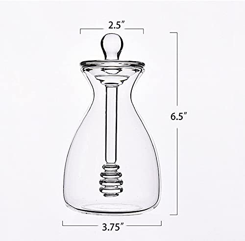 Dokimiya Honey Pot Glass Honey Dispenser Jar With Dipper And Lid Cover For Home Kitchen, Clear, 14 Ounces #TOP5
