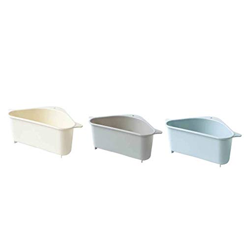 Preisvergleich Produktbild Luccase 3 Stück Spülbecken Lagerregal PP Aufbewahrungshalter Multifunktions-Abtropfregal Lagerregal Kitchen Hängen Sucker Lagerregal, Blau, Grau, Beige