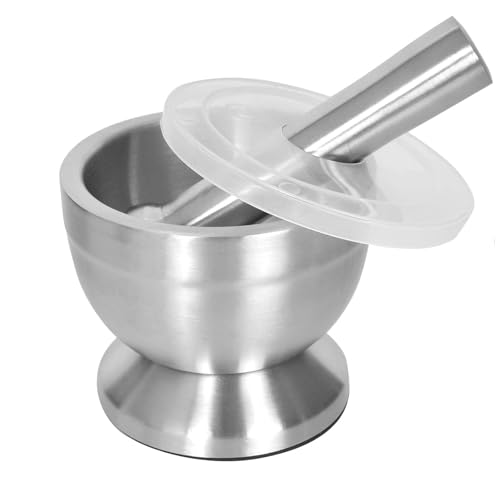 Uxreoib Juego De Mortero Con Mortero, Acero Inoxidable 304, Apto Para Alimentos, Con Cubierta De Plástico, Trituradora De Especias, Molinillo De Hierbas Para Especias, Pestos O Pastas Uxreoib Juego De Mortero Con Mortero, Acero Inoxidable 304, Apto Para Alimentos, Con Cubierta De Plástico, Trituradora De Especias, Molinillo De Hierbas Para Especias, Pestos O Pastas