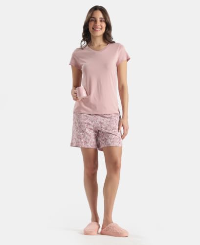 Image of Jockey RX12 Women Micro Modal Cotton Relaxed Fit Solid V Neck Half Sleeve T-Shirt