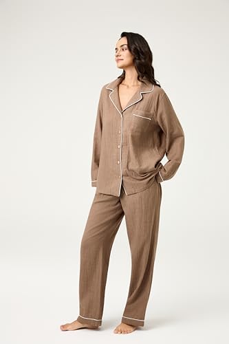 Image of BESTOUCH Womens Pajama Sets: 100% Cotton Muslin Linen Feel