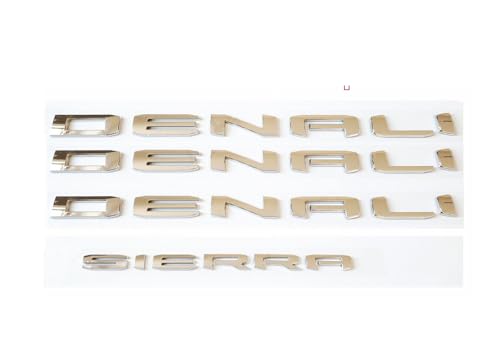 Image of 4Pcs Kit 19-22 Sierra Denali Letters Emblems 3D Badge Nameplate Decal Sticker 1500 HD 2500 HD 3500 hd AT4 Replacement for Sierra Denali (Chrome)