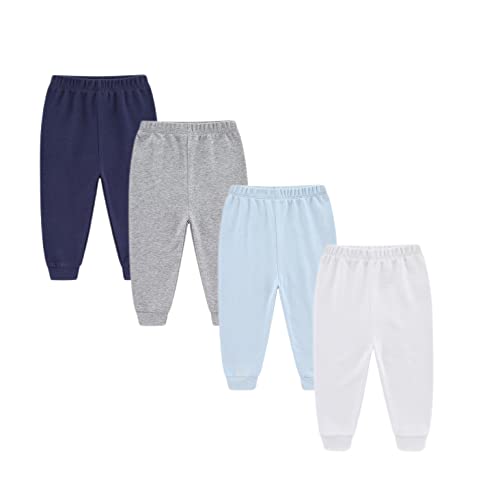 Image of Unisex Newborn Baby Cotton 4-Pack Pants Embroidery Pringting Casual Leggings 0-24 Months for Boys and Girls
