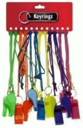 12 - BRIGHTLY COLOURED NEON WHISTLES by Plastic Whistle