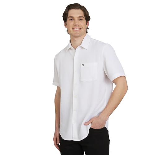 Quiksilver Men's Premium Cotton Short Sleeve Button Up Waffle Woven Shirt