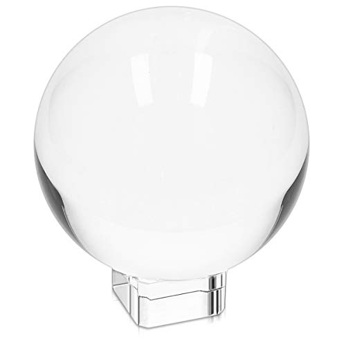 Navaris Crystal Clear Glass Ball - 130mm Transparent K9 Globe for Meditation Divination - Photo Sphere Prop for Art Decor, Photography w/Stand by Navaris - Image 5