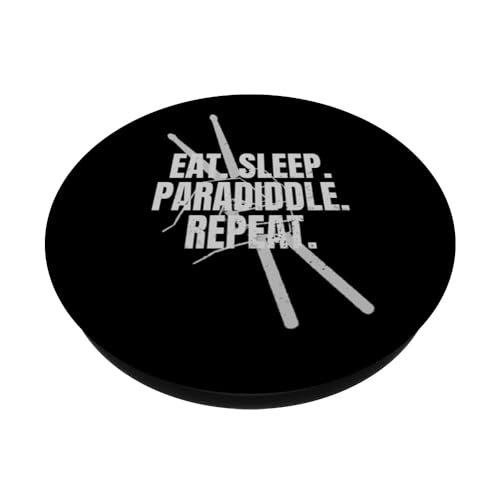 Drummer Percussionist Drumming Eat Slee Paradiddle Repeat PopSockets Swappable PopGrip, Black - Image 2