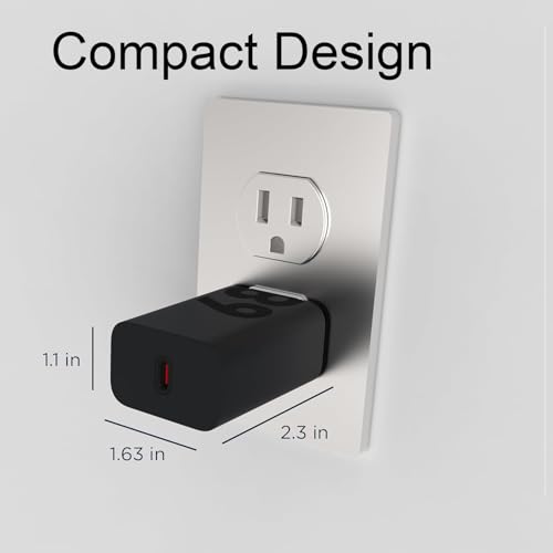 Image of 68W TurboPower USB-C Wall Charger + 3.3ft 6.5 Amp Type C Cable for Motorola Edge 60 Ultra, 60 Pro, 60 Fusion, 50 Ultra, 50 Pro, 50 Fusion, Moto G85, G73, Razr 50, Tablet- Quick Charge, Black