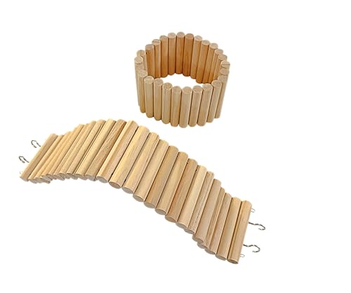 Image of SIMENA Wooden Hamster Suspension Bridge Toy, Hamster Fencing, Natural Climbing Ladder for Dwarf Hamsters, Syrian Hamsters, Mice, Gerbils & Small Pets (Plain, 15.75 inch)