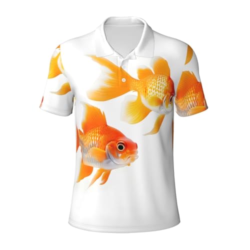 Polo à manches courtes pour hommes à motif poissons rouges mignons