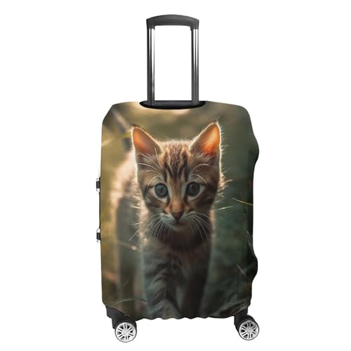 Travel Luggage Cover Elastic Suitcase Protector Anti-Scratch Washable Kitten Walking on The Grass Luggage Sleeve Tsa Approved Carry on Covers Baggage Cover Fits 18-32 Inch Luggages4